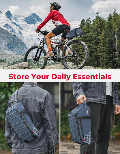 KEMIMOTO Rear Bike Rack Bag - 8L PVC Water Resistant Ebike Bags for Bicycle Rear Rack, Bicycle Trunk Pannier for Commuter Travel Shopping and Cycling (Blue)