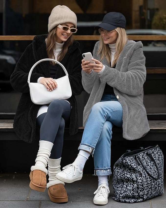 MANGOPOP Womens Fleece Jacket 2025 Winter Oversized Fuzzy Hooded Coat Button Cardigan Sherpa Sweaters Outerwear with Pockets