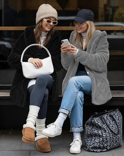 MANGOPOP Womens Fleece Jacket 2025 Winter Oversized Fuzzy Hooded Coat Button Cardigan Sherpa Sweaters Outerwear with Pockets