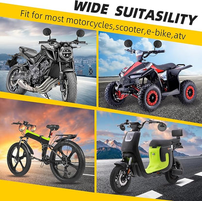 Motorcycle Mirrors for Handlebars - 7/8" Universal Foldable Rear View Bar End Side Mirrors with M8 M10 Bolts + Mount for Adventure Motorcycle/Dirt Bike/E-bike/Scooters/ATV/UTV Accessories