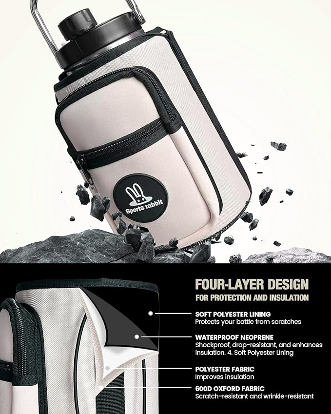 Sports rabbit Universal Water Bottle Holder – Durable Oxford & Neoprene Hybrid Design Compatible with Stanley 30/40oz Handled & 64/87oz Straight Tumblers, Adjustable Strap for Gym, Travel, Outdoors