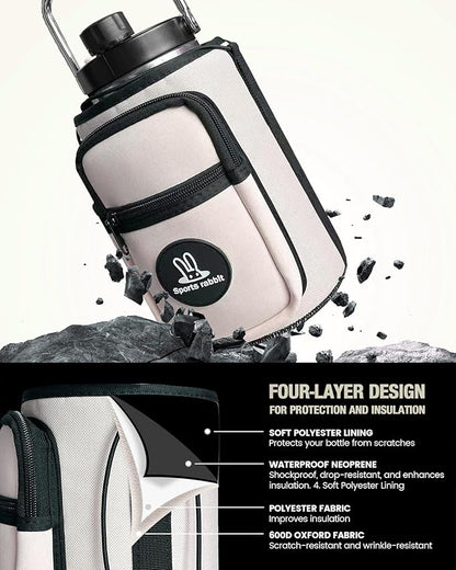 Sports rabbit Universal Water Bottle Holder – Durable Oxford & Neoprene Hybrid Design Compatible with Stanley 30/40oz Handled & 64/87oz Straight Tumblers, Adjustable Strap for Gym, Travel, Outdoors