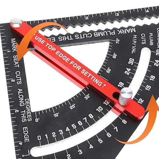 VALICLUD Adjustable Woodworking Ruler Aluminum Alloy Multifunctional Carpenter Triangular Measuring Tool with Precision Angle Scale for Accurate Measuring and Layout