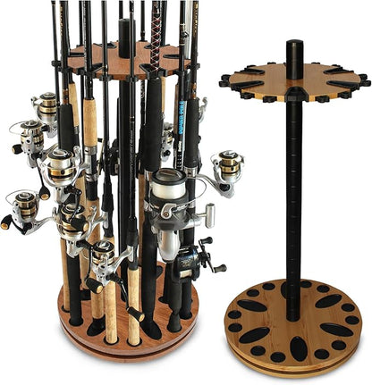 Rush Creek Creations Fishing Rod Holder - 360 Spinning Rack for Garage Organization and Storage, Pole Holder for Reels, Gear, Accessories, Tackle Box