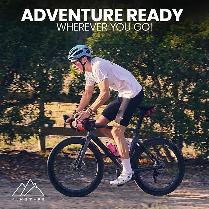 ALMSTHRE Signature Bike Saddle Bag – Passion Pink | 0.5L Bike Seat Bag (3" x 5.25" x 2") | Water-Resistant Ripstop, Waterproof Zipper, Internal Pocket | Durable Under Seat Storage