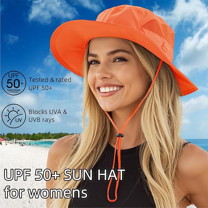 Connectyle Women's UPF 50+ Sun Hat UV Protection Wide Brim Bucket Hat Summer Beach Hats Fishing Hiking Outdoor Safari Hats
