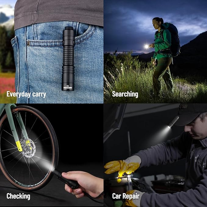 NICRON C3 1000 Lumens EDC Flashlight, Type-C Rechargeable AA Pocket Flashlight Compact High Lumens Handheld Light, Mini Flashlight for Home Outdoor Camping, Hiking, Runing