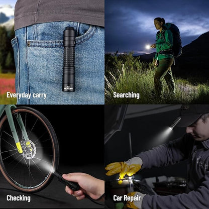 NICRON C3 1000 Lumens EDC Flashlight, Type-C Rechargeable AA Pocket Flashlight Compact High Lumens Handheld Light, Mini Flashlight for Home Outdoor Camping, Hiking, Runing