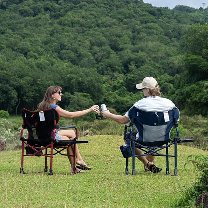 SUNNYFEEL Camping Directors Chair Set of 2 Aluminum Oversized Portable Folding Chair with Side Pocket and Adjustable Side Table for Beach, Fishing, Trip, Picnic, Lawn, Outdoor Foldable Camp Chairs