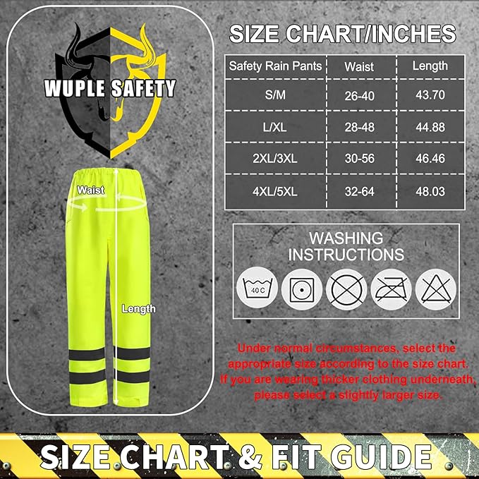 Rain Suits for Men Waterproof，Class 3 Hi Vis Rain Gear with Collapsible Hood， Breathable Safety Rain Jacket with Inner Mesh Lining and pocket，Reflective Waterproof Pants 4XL/5XL