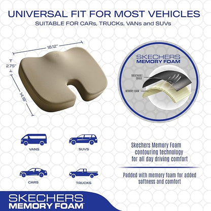 Skechers Memory Foam Seat Cushion,Office Chair Cushion for Tailbone Pain Relief,Butt Pillow for Office Chair,Car seat Cushion,Computer Desk,Long Sitting Office Workers,and Car Drivers,Beige