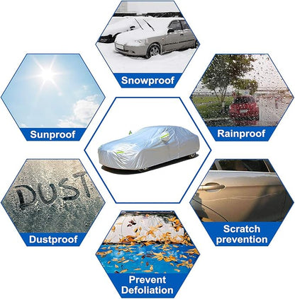 KouKou Oxford SUV Car Cover Waterproof All Weather for Automobiles with Zipper Door, Full Exterior Cover for Mazda CX-5, Subaru Forester, Crosstrek, Jeep Cherokee, Compass, etc.(up to 181 inch)