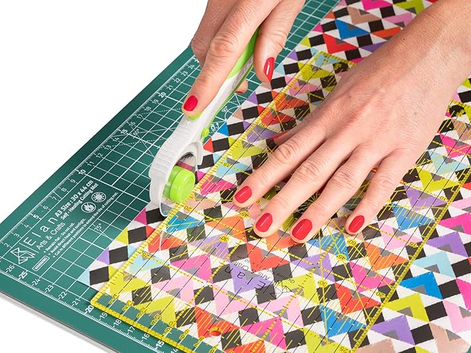 Elan 45mm Rotary Cutter for Fabric Green, Ergonomic Rotary Fabric Cutter Wheel with Built-in Blade Safety Lock, Cutting Wheels for Sewing and Quilting