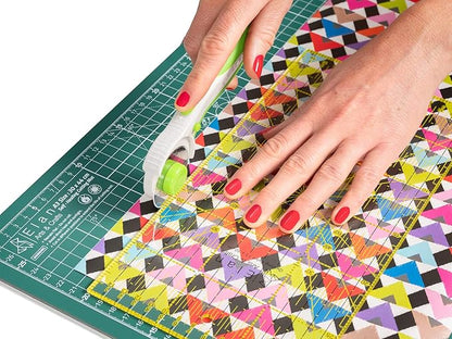 Elan 45mm Rotary Cutter for Fabric Green, Ergonomic Rotary Fabric Cutter Wheel with Built-in Blade Safety Lock, Cutting Wheels for Sewing and Quilting