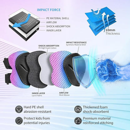 Skateboard Pads Kids/Youth/Adult Shield Elbow Pads and Wrist Guards Protective Gear,Strong Double Straps&Adjustable Easy-Fix Clips for Skateboarding,Rollerblading,ScooterRoller,Skating,Bicycle