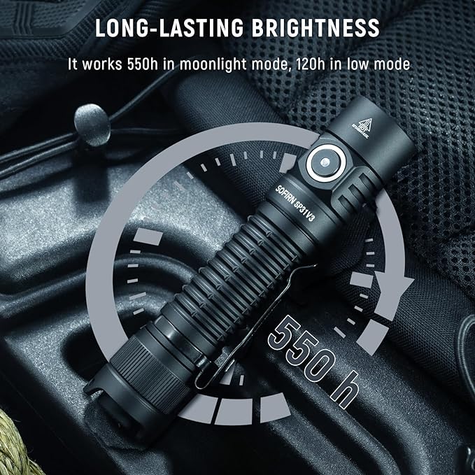Sofirn SP31 V3.0 Tactical Flashlight Rechargeable, 2000 High Lumen Pocket Flashlight with Powerful LED, Dual Switches and Battery for EDC, Home, Emergency, Heavy Duty, IP68 Waterproof / Compact Built