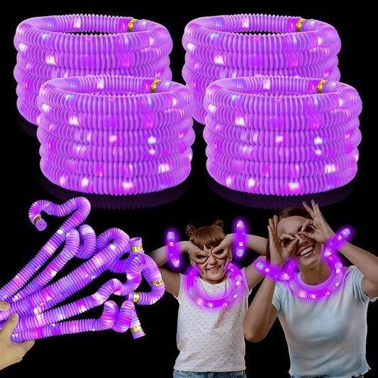 24 PCS Purple Glow Party Favors Supplies Toys for Kids,Light Up Glow Sticks Necklaces Bracelets Accessories for Toddlers,Glow Christmas Birthday Camping Wedding Party Decorations for Boys Girls