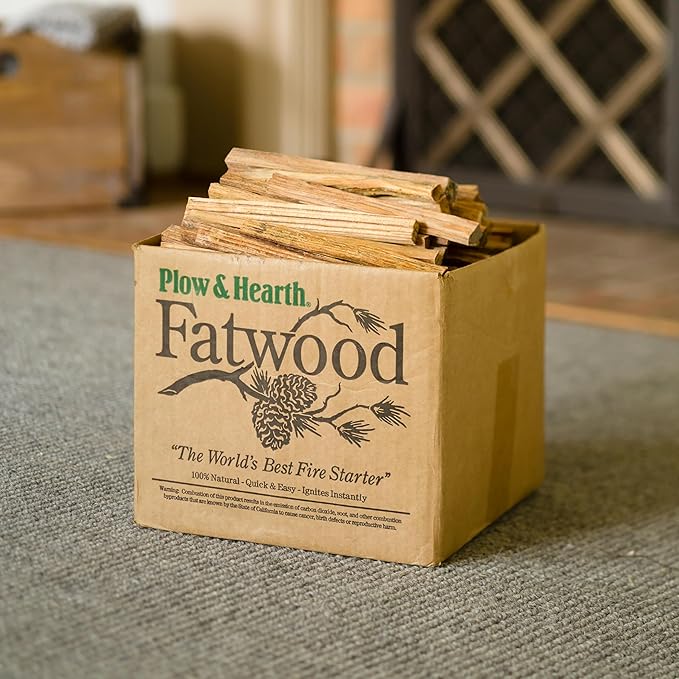 Plow & Hearth 2 LBS Fatwood Fire Starter Sticks Organic Kindling, Easy Ignition Fat Wood, All Natural Firestarters for Fire Pit, Wood Stoves, Fireplaces, Campfires, Bonfires, BBQ