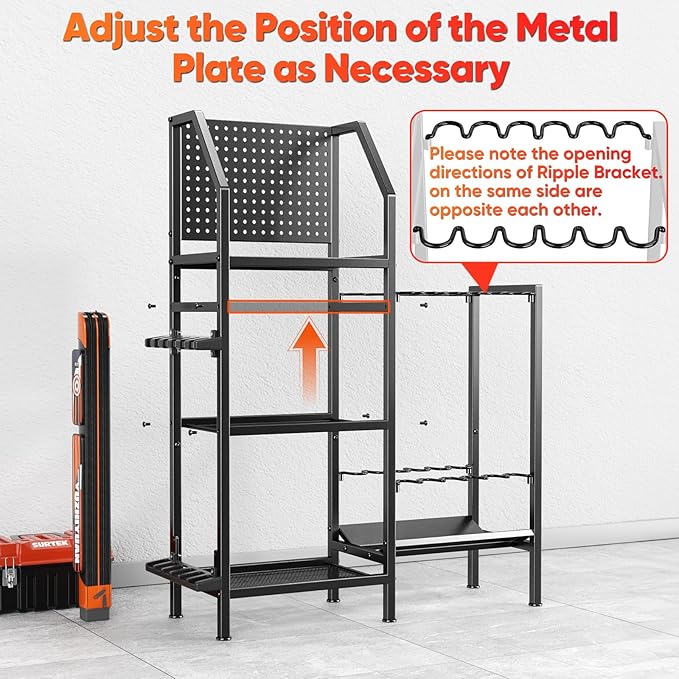 Fishing Rod Holders for Garage,Fishing Rod Rack Storage up to 18 Rods,3 Tier Adjust Heavy Duty Metal Fish Pole Stand Organizer with Pegboard for Fishing Gear and Equipment Accessories