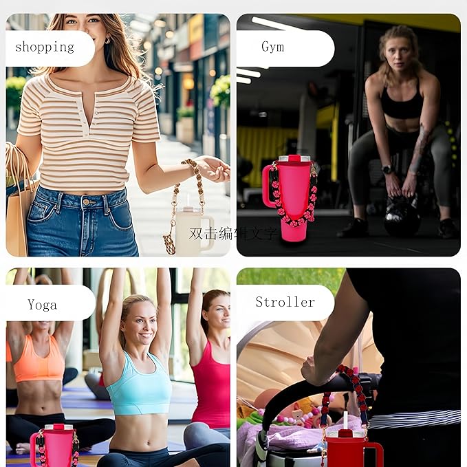 Outman Cup Accessories Set Water Bottle Holder Sling,Siliocne Straw Cover,Lipstick Holder Fits Most 16-40oz Water Bottles Compatible with Stanley Cup