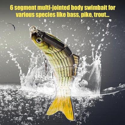 Multi Jointed Swimbait Saltwater Fishing Lures with Sharp Treble Hooks, Bass Fishing Lures Walleye Trout, Lifelike Slow Sinking Fish Bait Lures Kit Freshwater