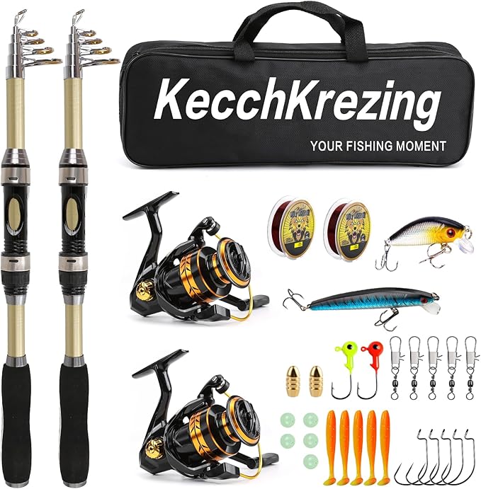 Telescopic Fishing Rod and Reel Combo – Collapsible 5.9ft Fishing Pole with Spinning Reel & Carry Bag, Travel Fishing Starter Kit for Beginners & Gifts