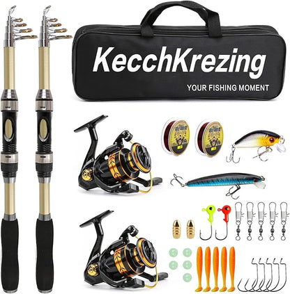 Telescopic Fishing Rod and Reel Combo – Collapsible 5.9ft Fishing Pole with Spinning Reel & Carry Bag, Travel Fishing Starter Kit for Beginners & Gifts