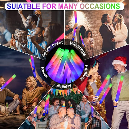 LifBetter 45 Pcs Glow Sticks Bulk- LED Foam Sticks in The Dark with 3 Modes Flashing Led Foam Multicolor Batons Light up Party Favors for Birthdays, Weddings, Concerts, Festivals