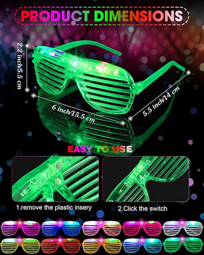 Maitys 72 Pcs Foam Sticks Light up Glasses, Glow in the Dark Sunglasses Foam Sticks LED Glasses Light up Supplies