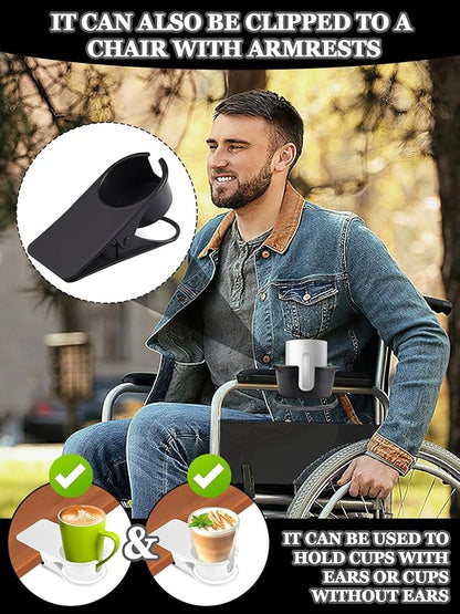 3PCS Drinking Cup Holder Clip Kalolary Chair Desk Bottle Cup Stand DIY Glass Clamp Storage Saucer Clip with Groove for Potted Plant Beverage Coffee Mug Holder Clip for Home & Office (Black White Grey)