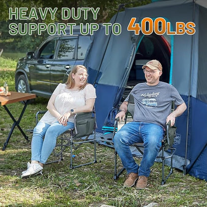 TIMBER RIDGE Aluminum Camping Directors Chair with Side Table Pocket, Portable Folding Chair, Heavy Duty Lawn Chair for Fishing Trip Picnic Concert Outdoor 400lbs, Grey 2 Pack