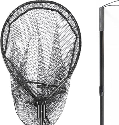 High Strength Large Landing Net - Fishing Net with Long Telescoping Handle and Soft Rubber Netting, Dip Net for Fishing, Ideal for Boat, Pier, River Angling