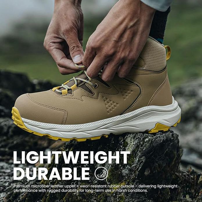 Men’s Waterproof Hiking Boots Lightweight Comfortable Durable Slip-Resistant All-Terrain Mid Shoes for Outdoor & Daily Wear