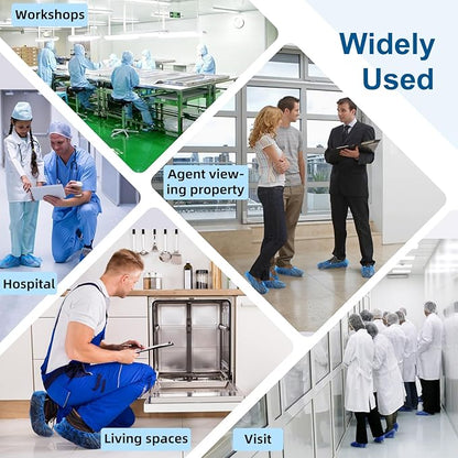 200 Pcs Shoe Covers Disposable Non Slip, Waterproof Shoe Covers Disposable for Indoors, 15-20'' Adjustable Size Boot Covers for US 6 to 14 Size