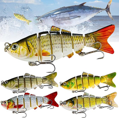 Multi Jointed Swimbait for Freshwater and Saltwater with case Fishing Lures with Sharp Hooks Top Water Bionic Swimming Lure Kit for Bass Trout Pike Walleye