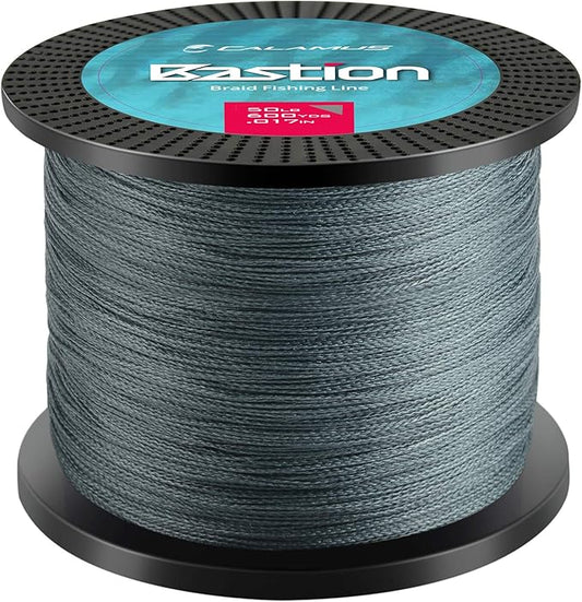 Calamus Bastion Braided Fishing Line -Abrasion Resisting Braided Lines – Thin Diameter Superline – Zero Stretch – 4 Strand MultiTuf Fiber Braid Line
