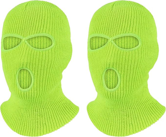 Pukavt 2 Pack 3 Hole Winter Knitted Mask, Full Face Cover Ski Mask Warm Balaclava for Skiing, Motorcycle, Snowboard