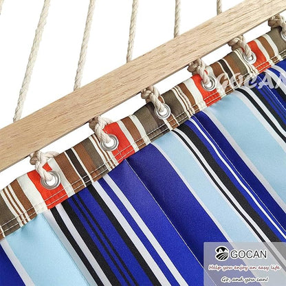 Double Hammock with Quilted Fabric and Spreader Bars,Longer and Sturdier,Quality Hammocks for Outdoor Indoor Patio Yard