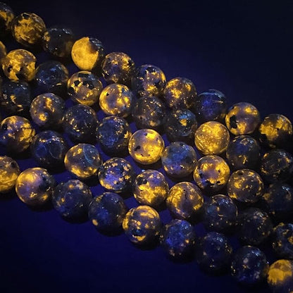 6MM 56PCS Flame Yooperlite Stone Beads Loose Beads for Jewelry Making DIY Bracelets Show Flame Color Under The Irradiation of UV Lamps