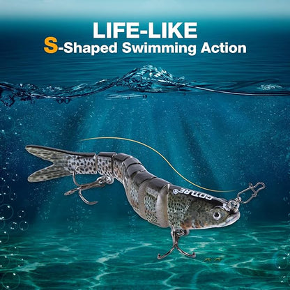 Goture Bass Fishing Lures, Lifelike Jointed Swimbait for Bass Trout Walleye Crappie Pike, Slow Sinking Segment Swimming Bait Fishing Lures for Freshwater and Saltwater, Gifts for Men