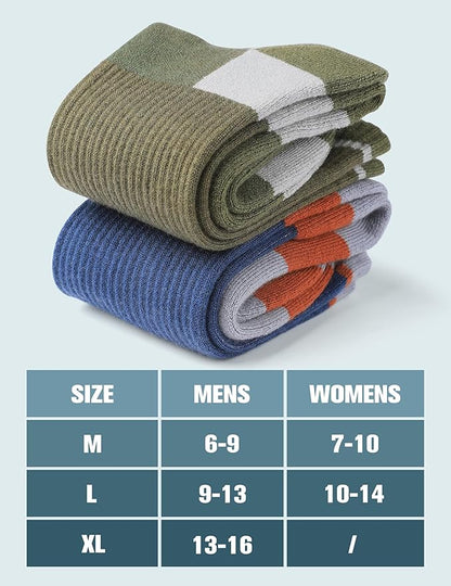 Wool Hiking Socks for Men - Women Lightweight Crew Merino Wool Socks with Cushion for Camping Hunting Work,4 pack