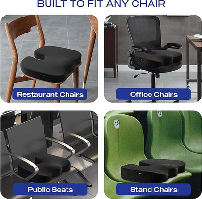 Skechers Memory Foam Seat Cushion,Office Chair Cushion for Tailbone Pain Relief,Butt Pillow for Office Chair,Car seat Cushion,Computer Desk,Long Sitting Office Workers,and Car Drivers,Black