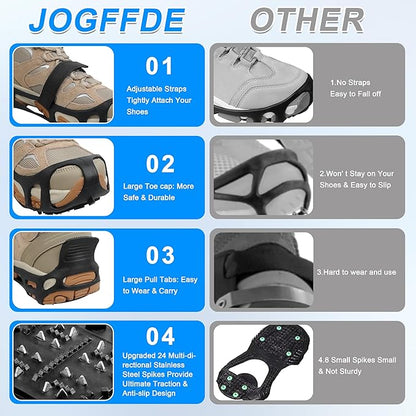 Ice Cleats Snow Traction Cleats Crampons for Walking on Snow and Ice,Non-Slip Overshoe Grippers Anti Slip Footwear for Shoes and Boots