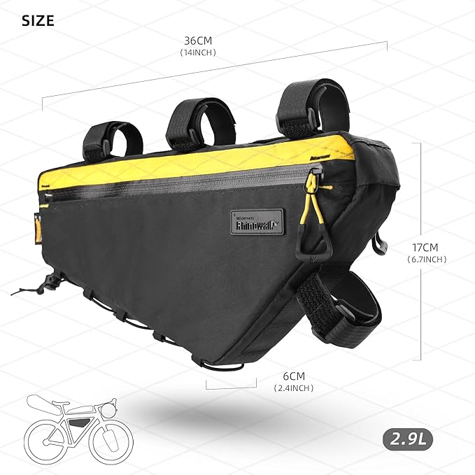 Bicycle Frame Bag Bike Triangle Bag Waterproof Bike Bag 2.9L with Dual Side Mesh Pockets for MTB Road Bike Cycling Commuting and Outdoor Adventures