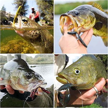 UCEC Fishing Hooks, 140PCS/ 100PCS/ 60PCS EWG Offset Worm Hooks Bass Hooks Wide Gap 2X Strong Senko Bait Texas Rig Jig Fish Hooks for Bass Trout Saltwater Freshwater Size:#4#2#1 1/0 2/0 3/0 4/0 5/0