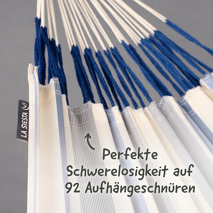 LA SIESTA Brisa Classic Hammock, Handmade, Weather-Resistant, Tear-Resistant Hammock for Indoor & Outdoor Relaxation, Size-King - Sea Salt