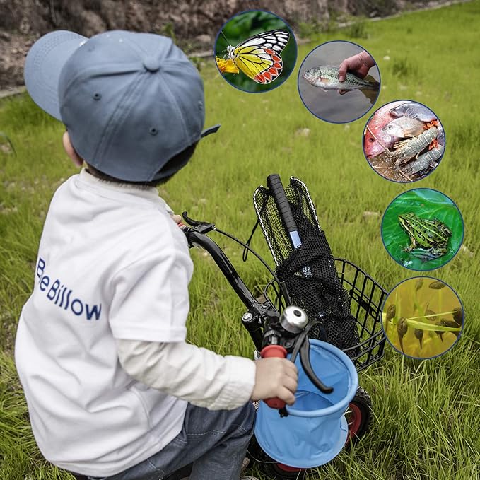 Fishing Net with Long Robust Telescopic Handle for Freshwater and Saltwater,Extend to 50.8 Inch,Foldable Nylon Mesh Landing Net