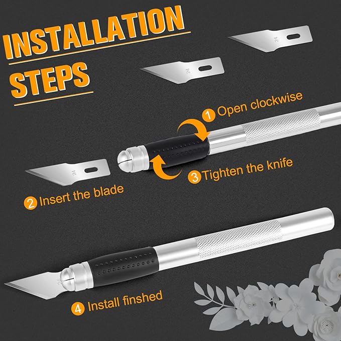 100 Pack Hobby Blades #24 Craft Knife Blades Refill Hobby Knife Replacement Blade with Storage Box for DIY Cutting, Carving, Trimming