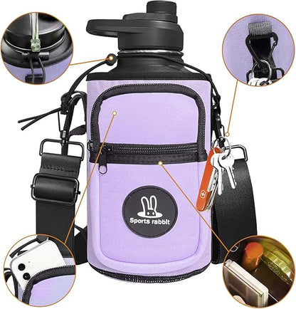 Sports rabbit Universal Water Bottle Holder – Durable Oxford & Neoprene Hybrid Design Compatible with Stanley 30/40oz Handled & 64/87oz Straight Tumblers, Adjustable Strap for Gym, Travel, Outdoors