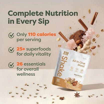 310 Nutrition All-In-One Meal Replacement Shake - Plant-Based Protein Powder with High Fiber, Probiotics, Digestive Enzymes & Adaptogens - Low Carb Vegan Keto Friendly Superfoods Smoothie - Horchata Flavor - 28 Servings